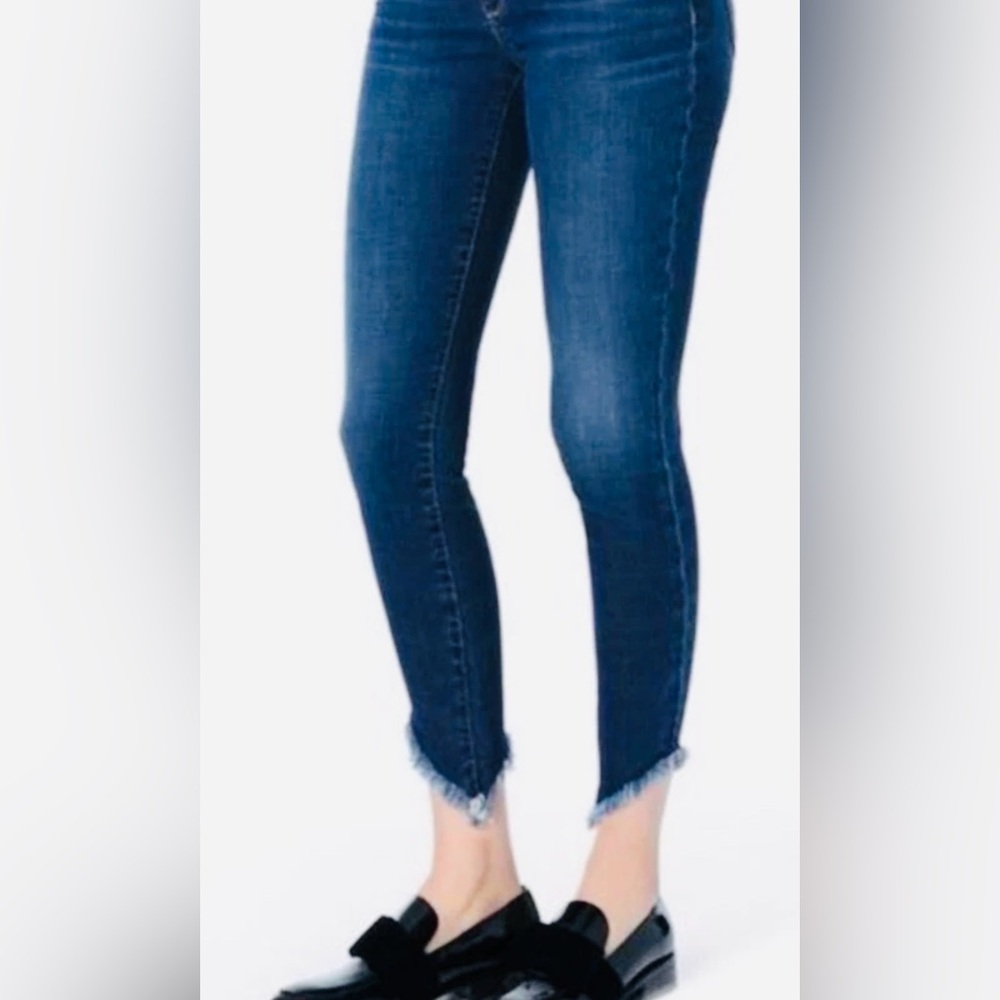 JOE'S JEANS Women's 30 X 28 Dark Blue A Symmetrical Raw Hem Stretch Denim